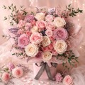 باقة ورود وردي وكريمي وبنفسجي Pink Cream Purple Rose Bouquet